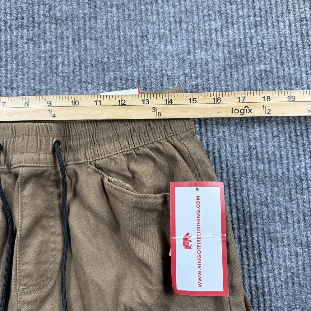 Ring Of Fire Pants Mens Medium Brown Joachim Cargo Elastic Waist Stretch Casual‎